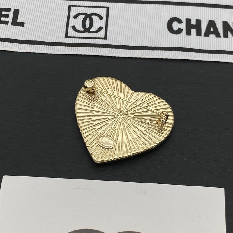 18K  Chanel Black Heart Gold Brooch